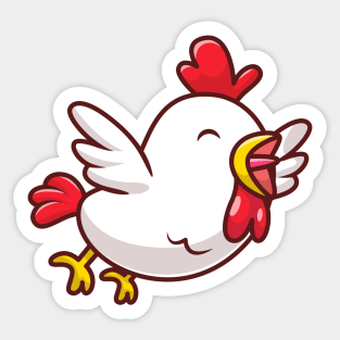 Cute Chicken Flying Cartoon Sticker